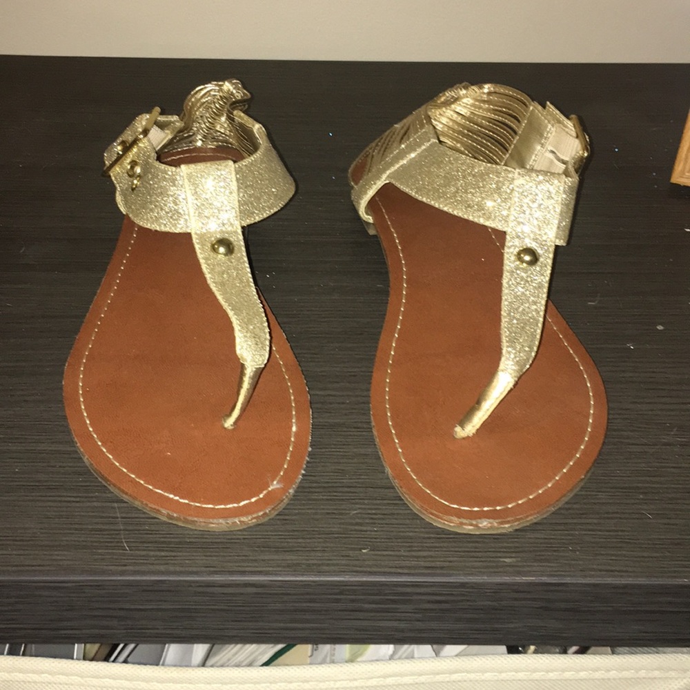 Gold sparkly sandals